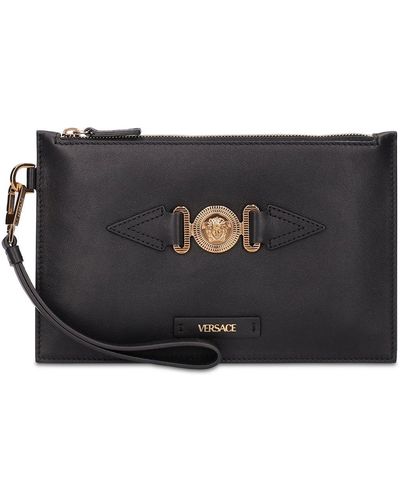 Versace Pouch Medusa De Piel - Negro