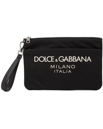 Dolce & Gabbana Beutel Aus Nylon Mit Gummilogo - Schwarz