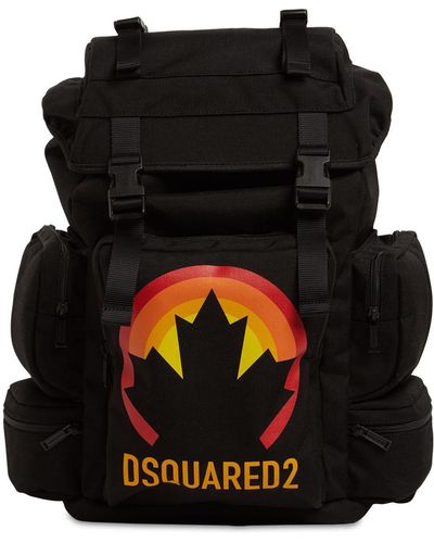 DSquared² Sac À Dos En Toile Imprimé Feuille - Noir