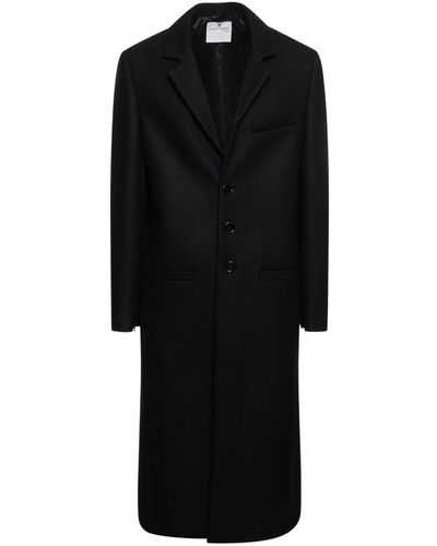 Courreges Wool Blend Tailored Coat - Black
