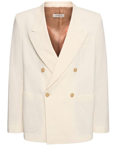 Laneus Double Breast Wool Blend Jacket - Natural