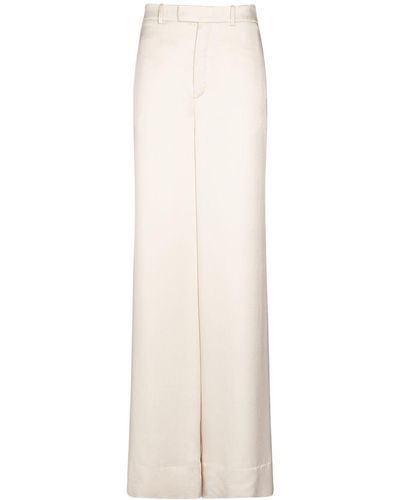 Saint Laurent Pantaloni larghi in crepe e raso - Bianco