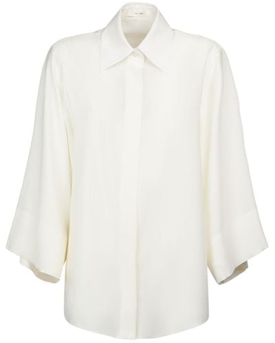 The Row Malvina silk crepe bat sleeve blouse - Blanco