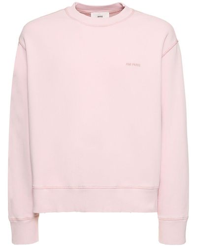 Ami Paris Fade Out Logo Crewneck Sweatshirt - Pink