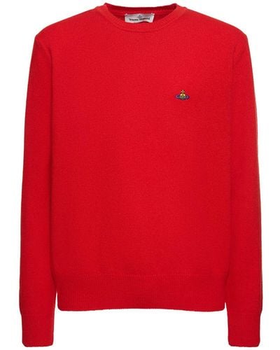 Vivienne Westwood Logo Embroidery Mohair Knit Sweater - Red