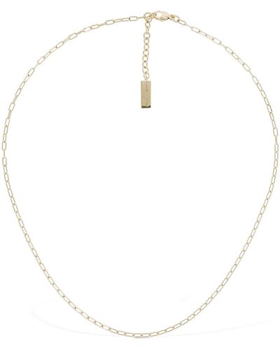 Saint Laurent Collar rectangular de cadena - Blanco