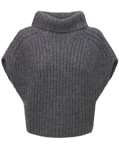 Isabel Marant Ivy Turtleneck Sleeveless Alpaca Sweater - Gray