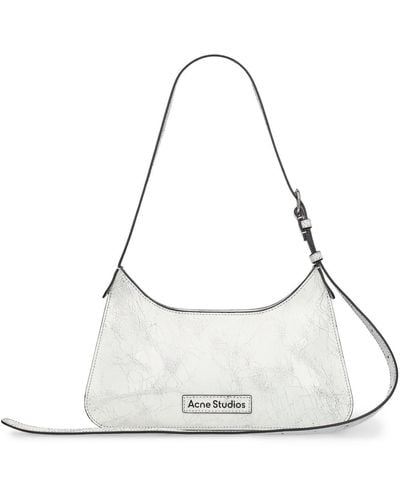 Acne Studios Mini Platt Crackle Leather Shoulder Bag - White