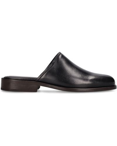 Lemaire Square Leather Mules - Black