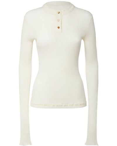 Bottega Veneta Underpinning Light Ribbed Cotton Sweater - White