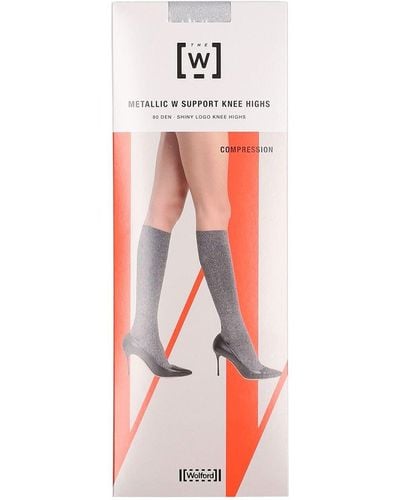 Wolford Metallic Support Knee Highs - Red
