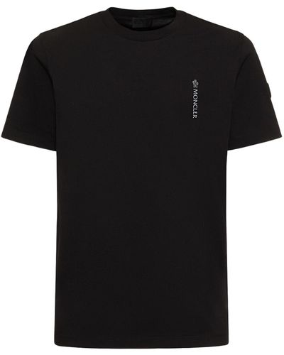 Moncler Camiseta de jersey de algodón con logo - Negro