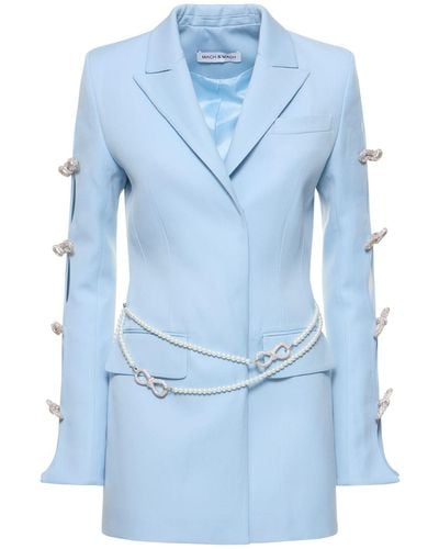 Mach & Mach Vestido blazer corto de lana - Azul