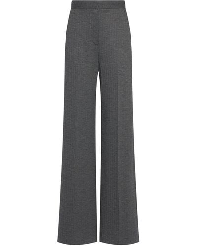 Max Mara Angora Wool Blend Jacquard Wide Trousers - Grey