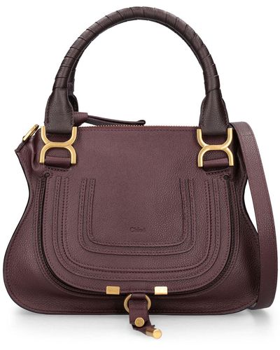 Chloé Small Marcie Leather Shoulder Bag - Purple