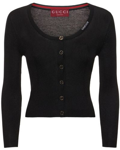 Gucci Cardigan en laine mélangée ultra-fine - Noir