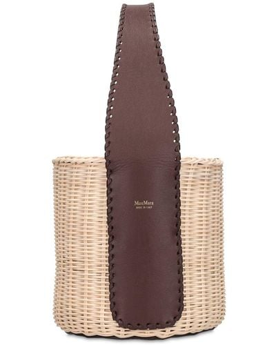 Max Mara Jane1 Rattan & Leather Top Handle Bag - Multicolour