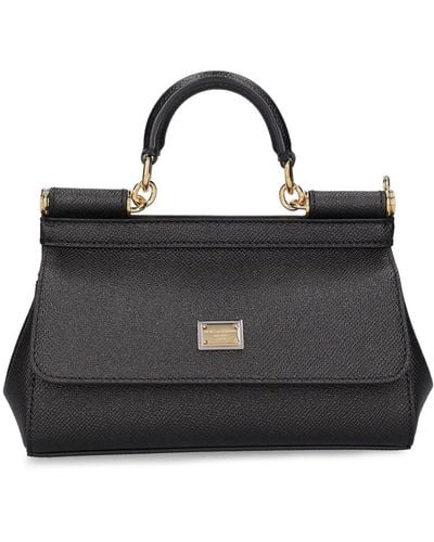 Dolce & Gabbana Mini-handtasche Aus Dauphine-leder "sicily" - Schwarz