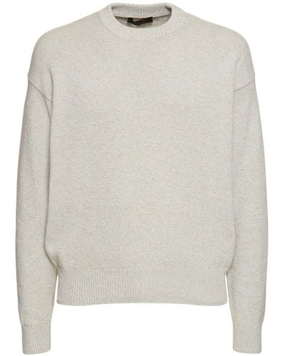 Loro Piana Cotton & Cashmere Crewneck Sweater - White
