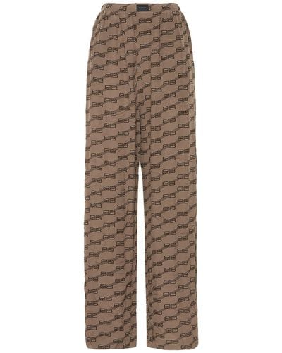 Balenciaga Pantalones De Pijama Con Monograma - Marrón