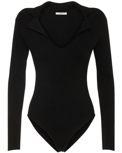 Co. Polo Wool Blend Knit Bodysuit - Black