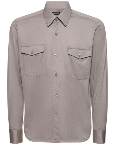 Tom Ford Fluid Silk & Cotton Shirt - Gray