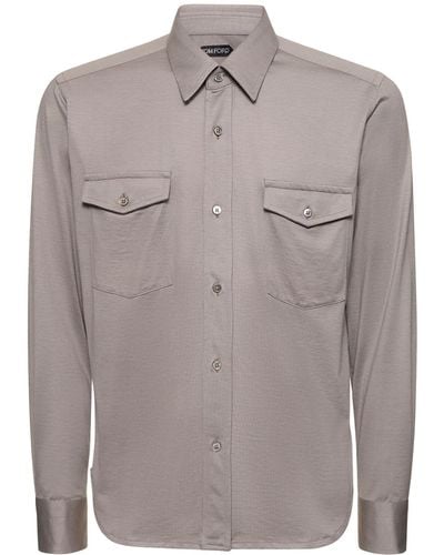 Tom Ford Heritage-hemd Aus Baumwolle Und Seide - Grau