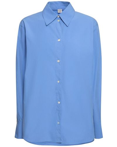 Totême Kimono Sleeve Cotton Poplin Shirt - Blue