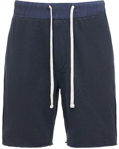 James Perse Vintage Cotton French Terry Sweat Shorts - Blue
