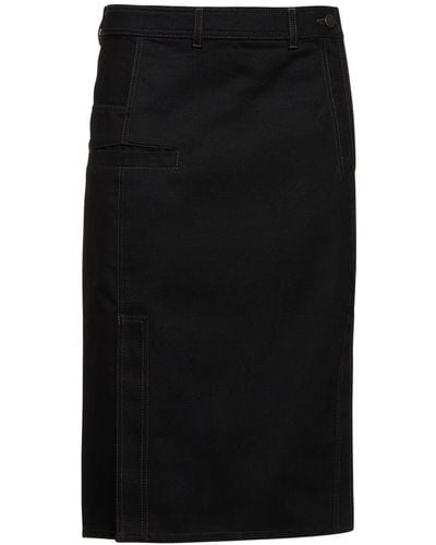 Lemaire Straight Cotton Midi Skirt - Black