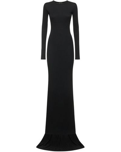 Ann Demeulemeester Jesse Cotton Jersey L/S Long Dress - Black