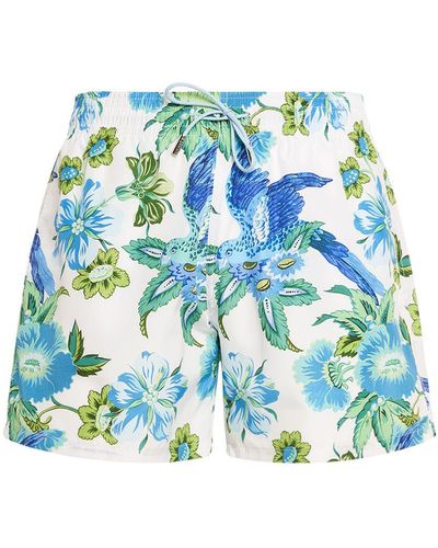 Etro Short de bain imprimé floral - Bleu