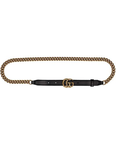 Gucci 20mm gg Marmont Leather Chain Belt - White