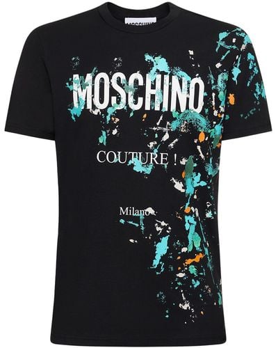 Moschino T-shirt en jersey de coton biologique imprimé logo - Noir