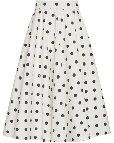 Dolce & Gabbana Polka Dots Drill Midi Skirt - White