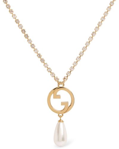 Gucci Blondie Embellished Brass Necklace - Metallic