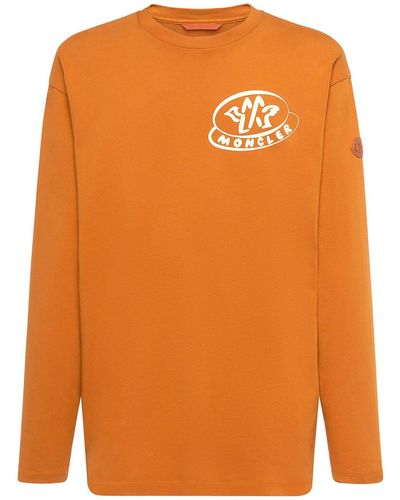 Moncler Logo Cotton T-Shirt - Orange