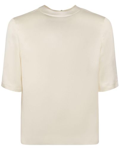 Saint Laurent Silk Crepe T-shirt - Natural