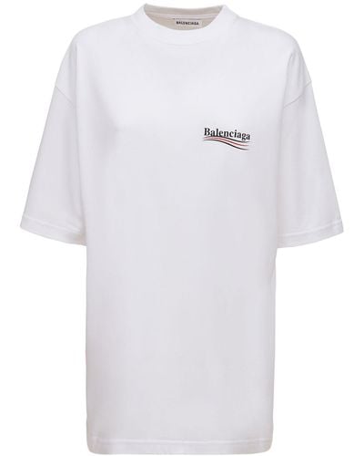 Balenciaga Camiseta Oversize De Jersey Con Logo - Blanco