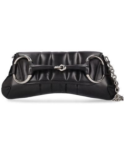 Gucci Medium Horsebit Chain Leather Bag - Schwarz