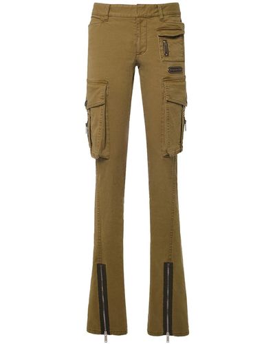 DSquared² Low Waist Flared Cotton Cargo Pants - Natural