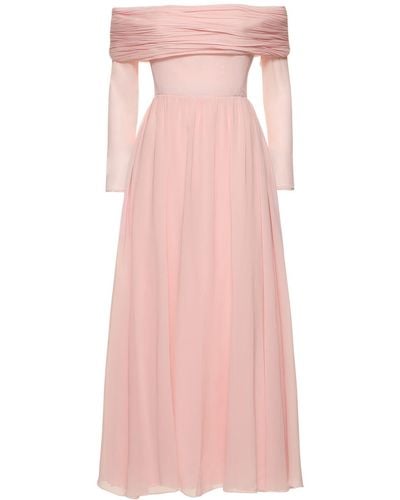 Giambattista Valli Silk Georgette Off-The-Shoulder Dress - Pink