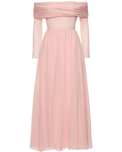 Giambattista Valli Silk Georgette Off-The-Shoulder Dress - Pink