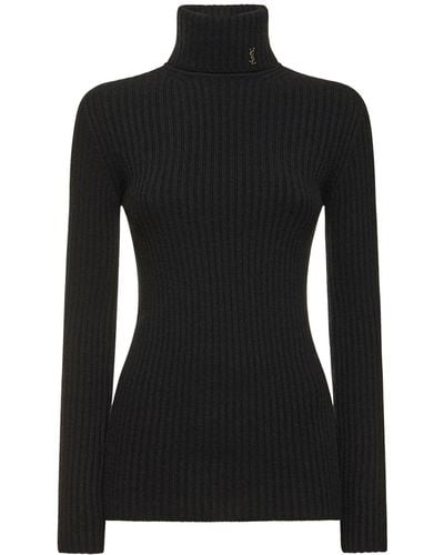 Saint Laurent Maille Wool & Cashmere Knit Sweater - Black