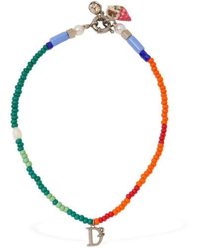 DSquared² Collier en perles avec pendentif logo - Multicolore