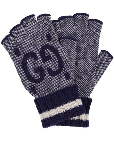Gucci Soft Cashmere Fingerless Gloves - Blue