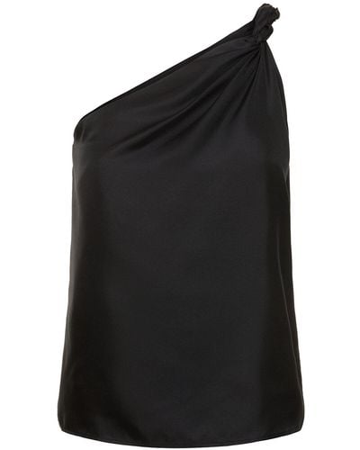 Loulou Studio Adiran Asymmetric Silk Top - Black