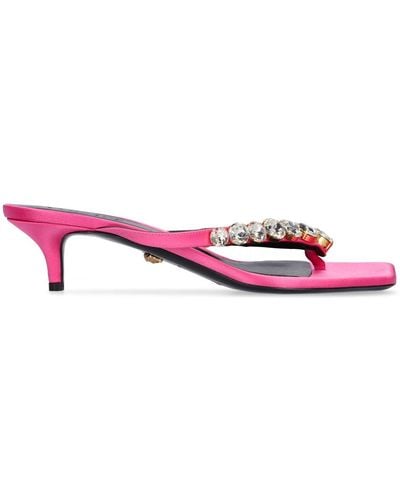 Versace 45Mm Embellished Satin Sandals - Pink