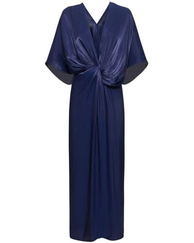 Costarellos Roanna Lurex Georgette Knot Midi Dress - Blue