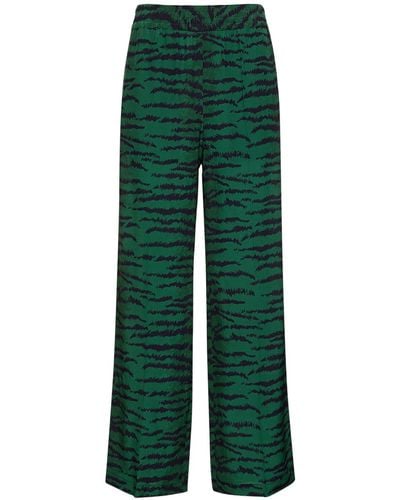 Victoria Beckham Pantaloni in seta stampata - Verde